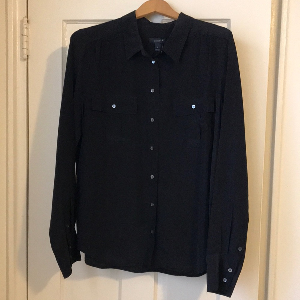 J Crew Classic Silk Button Down Blouse